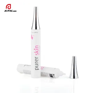 10g 15g Matte White Small Plastic Cosmetic Eye Serum Cream Tube Packaging with Horn Hood Cap Primer Tube with Nozzle Tip