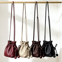 Sacs seau à cordon de serrage, sac à bandoulière décontracté en cuir véritable pour femmes, sac à bandoulière en cuir de vache souple, petits sacs pour femmes