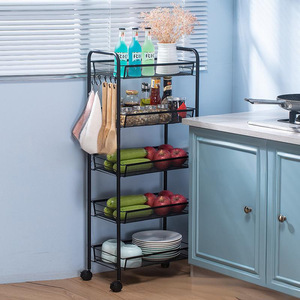 Bán hàng nóng 5 lớp kệ bếp lưu trữ Multilayer kim loại cán giỏ hàng đa chức năng giá lưu trữ Kệ Xe đẩy tổ chức giá - Product Image 4