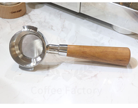 Porte-filtre à café sans fond de 58 mm en acier inoxydable avec poignée en bois
