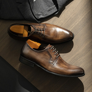 Chaussures habillées de luxe pour hommes en cuir de vachette pleine fleur de qualité supérieure, confortables et respirantes, collection 2026 - Product Image 1