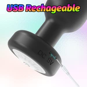 LED 라이트 G-스팟 항문 플러그 실리콘 항문 진동 전립선 마사지 원격 제어 남성과 여성을위한 성인 섹스 토이 블랙 - Product Image 2