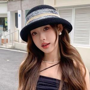 Của phụ nữ Màu sọc có thể điều chỉnh ban nhạc Một kích thước phù hợp với hầu hết UV Protector Fedora vành Sun bãi biển hat - Product Image 4