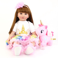Poupée princesse 60cm pour bébé et petite fille, très réaliste, jouet en vinyle, grande taille, avec tissu licorne, corps, réaliste, cadeau d'anniversaire, pour enfant