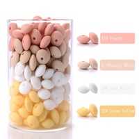 Perles en silicone style européen et américain, petites perles intercalaires de 12 mm, ovales, en forme de lentille, pour colliers DIY, en vrac, vente en gros