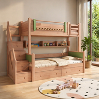 Litera compacta de roble macizo ecológico de primera calidad para niños, ideal para ahorrar espacio en el dormitorio, venta al por mayor.