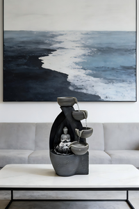 <span class=keywords><strong>Fontaine</strong></span> d'eau <span class=keywords><strong>Bouddha</strong></span> Zen à 4 niveaux en résine <span class=keywords><strong>pour</strong></span> la maison et le bureau, décoration apaisante et silencieuse avec pompe - Product Image 3