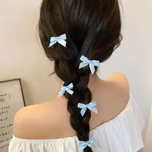 Atacado de fábrica laços personalizados mini grampos de cabelo fita de cetim laço para meninas crianças acessórios de cabelo fofos grampos de cabelo do bebê