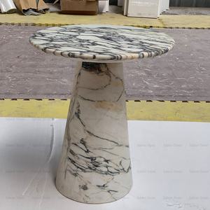 Роскошная мебель из натурального камня в скандинавском стиле, круглый диван из фиолетового мрамора с прожилками, угловой стол из мрамора Calacatta - Product Image 3