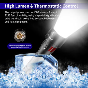 Luz de <span class=keywords><strong>Bicicleta</strong></span> Súper Brillante de 1800LM y 700m SFT40 1500 |   <span class=keywords><strong>Linterna</strong></span> de Camping de Aluminio 6063-T6 con Clasificación IP66 a Prueba de Agua <span class=keywords><strong>para</strong></span> Ciclismo Nocturno - Product Image 4