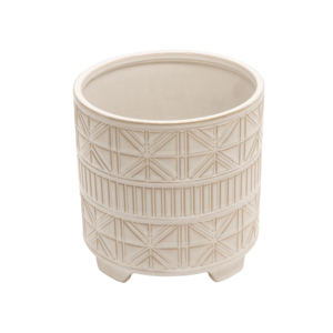 Pots de plantes en céramique avec design en relief, pieds surélevés, ensemble de jardinières pour plantes succulentes d'intérieur et d'extérieur - Product Image 2