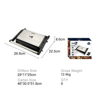 Gril électrique multifonction double face antiadhésif pour steaks et paninis, en aluminium, 2000W, contrôle mécanique, US