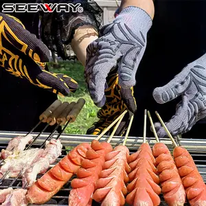 Seeway Hoch hitze beständige feuerfeste Ofen handschuhe mit rutsch festem Silikon zum Grillen Grillen Backen Camping Raucher Kochen