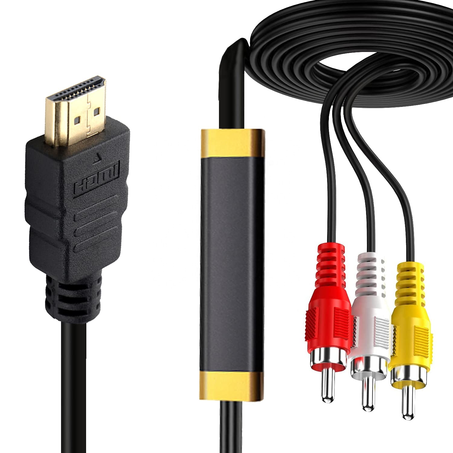 Cáp HDMI Đực Sang 3-RCA AV Bộ Chuyển Đổi Thành Phần Âm Thanh Video Cáp 1080P Cáp HDMI Sang RCA 6FT Với IC Cho TV HDTV DVD