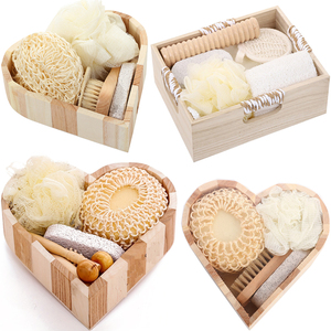 Set hadiah mandi Spa pembersih kulit tubuh, Hari Valentine Tahun Baru Natal Hari Ibu Natural ember kayu kemasan spa