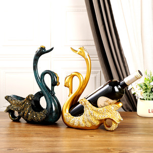 Suo Jun Swan Wine Rack Gold Resin Modern Decorative Bottle Holder For Home Dining <b>Table</b> - Product Image 2