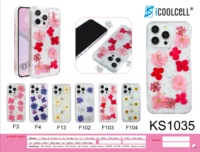 Étui de téléphone de luxe en TPU+PC transparent avec fleurs séchées, anneau magnétique et design antichoc pour 18/17 Pro Max