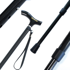 Bastón telescópico de fibra de carbono curativo de 2 secciones con punta de goma ultraligera para apoyo al caminar de personas mayores - Product Image 1