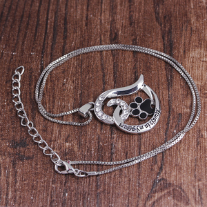 Collana con Ciondolo a Serpente ZRM Popolare per Amanti degli Animali, con Impronta di Cucciolo e Gatto, <span class=keywords><strong>Cuore</strong></span> d'<span class=keywords><strong>Amore</strong></span> 'Sempre nel <span class=keywords><strong>Mio</strong></span> <span class=keywords><strong>Cuore</strong></span>' e Strass di Cristallo - Product Image 5