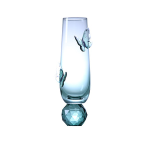 Flûte à <span class=keywords><strong>champagne</strong></span> <span class=keywords><strong>en</strong></span> <span class=keywords><strong>verre</strong></span> personnalisée, esthétique et créative, avec dégradé vert, motif papillon, pour fête et mariage, ornée de diamants - Product Image 1