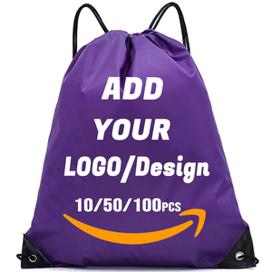 Wholesale Custom Polyester <b>Drawstring</b> <b>Backpack</b> Foldable Nylon Gym Bag with Letter Pattern Reusable Log Design Shopping Bags - Product Image 3