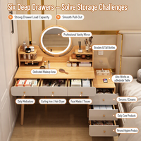 Nouvelle table de chevet 2026 avec miroir, coiffeuse intégrée et armoire de rangement pour chambre à coucher
