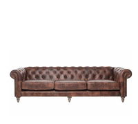 Canapé Chesterfield de luxe en cuir véritable, trois places, capitonné, convertible, pour salon – Offre Spéciale
