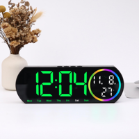 Beleuchtete Digitale LED-Tischuhr mit Nachtlicht, Kalender und Temperaturanzeige im Modernen Design aus Kunststoff