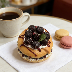 Blueberry <b>Cream</b> Bagel Model 9cm Plastic Artificial Eco-Friendly Breakfast Sandwich <b>Cream</b> Decorative Prop Cafe <b>Window</b> Display - Product Image 6