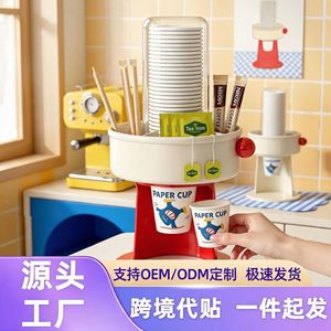 Disposable Cup Dispenser 20cm Diameter Plastic Wall Mounted Rotating Holder For Coffee Tea Storage - Product Image 4