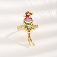 Bague Papillon en Cuivre Incrusté d'Or et de Zircon, Style Européen et Américain, Design Créatif Haut de Gamme, Personnalisée et Polyvalente, Ouverte