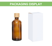 Botol Diffuser Kaca Amber 2024 LXBC606 100ml dengan Tutup Sekrup dan Tutup Bambu, Bentuk Persegi Pipih, untuk Minyak Atsiri, Perawatan Kulit, Serum, Kosmetik