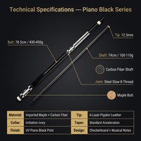 Manche de queue de billard en érable avec logo personnalisé, en fibre de carbone, pour promotion de club, cadeau OEM, vente en gros, livraison rapide, directement de l'usine