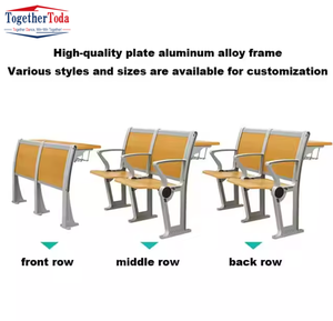 Meubles multifonctionnels pour lycée, bureau et chaise pliants pour étudiants, chaise d'auditorium en bois avec accoudoirs - Product Image 6