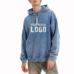 Sweat à capuche pour homme, style américain, épais, délavé, vintage, coupe ample, épaules tombantes, sport, oversize, vente en gros OEM - Product Image 3