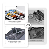 D6039 Étui de rangement portable noir pour lunettes de soleil avec 8 compartiments, coque rigide en EVA, support pour lunettes, organisateur de lunettes