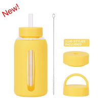Bouteille d'eau en verre de 600 ml avec double couvercle et manchon en silicone, anti-fuite, durable, personnalisable, vente en gros du fabricant, 20 oz