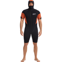 Combinaison de plongée en néoprène à capuche et manches courtes de 5 mm avec fermeture éclair frontale, protection thermique, disponible en grandes tailles – Vente en gros