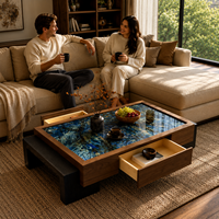 Table basse de salon moderne haut de gamme avec plateau en pierre de cristal colorée et structure en MDF pour villa et hôtel