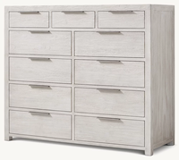 Commode moderne européenne en bois massif à 11 tiroirs, finition chêne patiné, meuble de rangement pour chambre et salon, commode large à tiroirs pour la maison