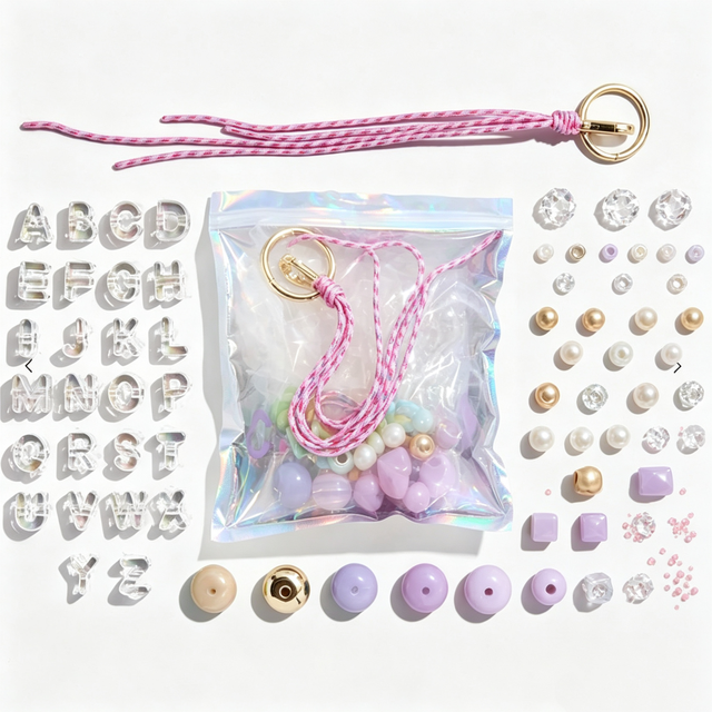 2026 Mini Beaded Bag Charm DIY Kit Name Tag Phone Paracord Keychain Custom Lanyard Accessory Gift Idea