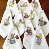 Serviettes en lin brodées de haute qualité, style point de croix doux, pour la maison, l'avion, la table – Idéales pour les mariages, la cuisine, les fêtes, les dîners