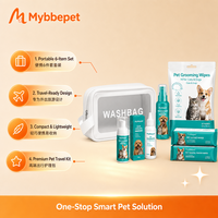 Kit de toilettage professionnel 6-en-1 pour chiens et chats : Sac de voyage avec mousse nettoyante pour pattes, gouttes auriculaires, déodorant et sac de lavage