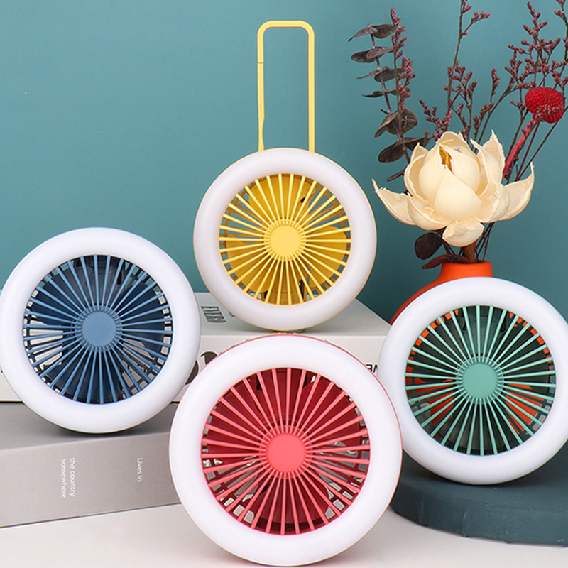 Светодиодный usb перезаряжаемый портативный кольцевой светильник для макияжа и видеосъемки с мини-вентилятором и пряжкой для альпинизма