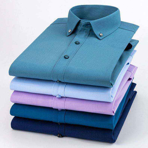 Camisa de Vestir para Hombre, Mezcla de Algodón, Manga Larga, Cuello Clásico, Antiarrugas, Transpirable, Ropa Formal de Negocios - Product Image 1