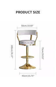 Tabourets de bar pivotants modernes de luxe en velours <span class=keywords><strong>blanc</strong></span>, réglables, avec base dorée en acier inoxydable, pour comptoir et îlot de cuisine, vente en gros - Product Image 5