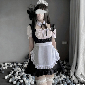 فستان قوطي بخصر مرتفع مع طباعة عتيقة ودانتيل على شكل ملاك وفيونكة، زي خادمة فرنسية حلو للفتيات، مصنوع من البوليستر للجنسين، مناسب للتلفزيون والأفلام - Product Image 3