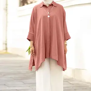 Wholesale Customized Shirts Women Malaysia Muslim Women Clothes Plus Size Women Fashion Casual Blouses New Tops