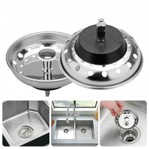 Filtre d'évier en acier inoxydable, panier rond à encastrer avec base en caoutchouc pour évier de cuisine - Product Image 5