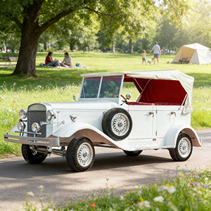 Voiture électrique de tourisme classique vintage, bus de tourisme rétro pour sites touristiques - Product Image 1